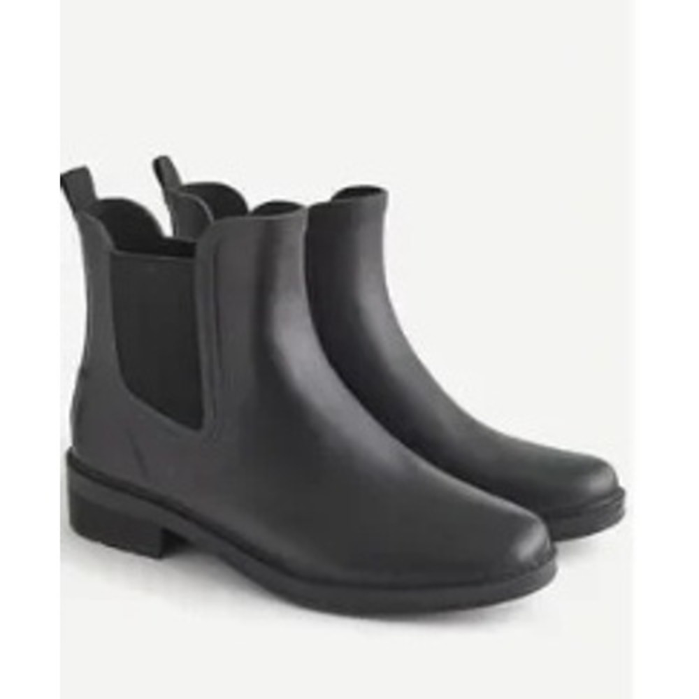 J.Crew Womens Matte‎ Black Rubber Chelsea Rain Boots Ankle Booties Size 6
